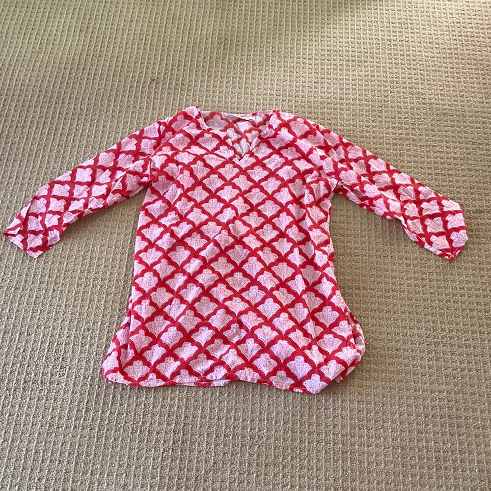 Red and Pink Roller Rabbit top/ coverup